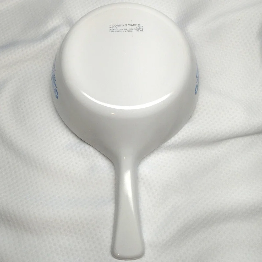 CorningWare Blue Cornflower 1 Pint P-83-B Skillets Set 2 Saucepans Vintage 1970s